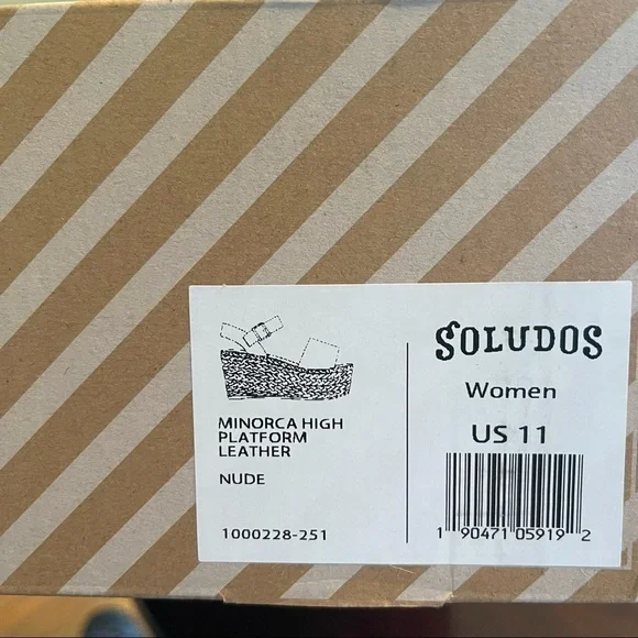 NEW Soludos Minorca High Platform Leather Nude Size 11 NWT - Picture 4 of 5